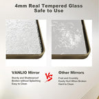 48x36 Bronze Framed Bathroom Mirror, Rectangle Brushed Bronze Metal Vanity Mirror, Large Modern Mirror for Wall, Rounded Corner, Tempered Glass, Anti-Rust, Shatterproof (Horizontal/Vertical)