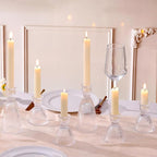 6 Pcs Clear Glass Candlestick Holders (3.5"/6", Assorted)- Tall Taper Candle Holders with Vintage Design, Candle Stick Holders in Bulk for Party Decorations, Glass Candle Holder for Tapered Candles
