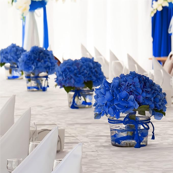 Auihiay 64PCS Royal Blue Hydrangea Artificial Flowers, Silk Hydrangea Heads with Stems, Fake Flowers for DIY Wedding Centerpiece, Home, Party, Baby Shower, Garden Decoration