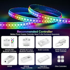 SEZO WS2812B LED Strip Light 3.3FT/1M 144LEDs/m Individually Addressable Programmable 5050SMD Digital RGB Alloy Wires Flexible Dream Color IP65 Waterproof PCB White DC5V