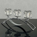 3 Arms Crystal Candle Holders, Arch Candlestick Table Candelabras Centerpieces for Wedding, Dinning Room, Cabinet Ornaments, Home Decoration， Gift (3-arm Arched, Silver)