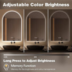 Niccy Arched LED Bathroom Mirror, 40x24 Inch Arch Frameless Backlit Mirrors for Wall Arched Lighted Vanity Mirrors Defogger and 3 Color, Explosion-Proof, HD Glass and IP65 Waterproof