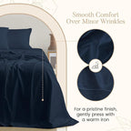 100% Egyptian Cotton Sheets For King Size Bed, 800 Thread Count Deep Pocket King Sheet Set, Elasticated Sheet & Pillowcase Sets, No Pill & Shrink, Soft & Comfy Naturally Cool & Breathable- Dark Denim