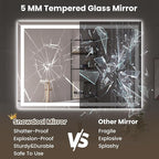 40"X30" LED Bathroom Mirror with Front Lights and Backlit, Anti-Fog, Dimmable, Shatter-Proof Tempered Glass, Lighted Bathroom Vanity Mirror for Wall with 3 Colors, Memory Function