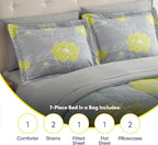 Sweet Home Collection 7 Piece Comforter Set Bag Solid Color All Season Soft Down Alternative Blanket & Luxurious Microfiber Bed Sheets, Florence, Full