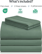 LuxClub 5 PC Split King Sheet Set, Breathable Luxury Bed Sheets, Deep Pockets Wrinkle Free Cooling Sheets Machine Washable Hotel Bedding Silky Soft - Tree Moss Green Split King