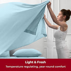 Mellanni Twin XL Sheets Set - 3 PC Iconic Collection Bedding - Hotel Luxury, Extra Soft, Cooling Bed Sheets - Wrinkle, Fade, Stain Resistant (Twin Extra Long, Aqua)