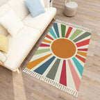 Retro Sun Boho Rug Colorful Cute Rainbow Area Carpet Non-Slip Throw Rugs Mat Pad Washable Floor Mat Minimalist Decor for Living Room Bedroom Kids Room Nursery Playroom Classroom Dorm 4'x6'