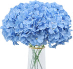 AVIVIHO Blue Hydrangea Artificial Flowers Bulk Pack of 10 Fluffy Fake Hydrangeas Silk Flower with Stems for Home Wedding Party Floral Decor Table Centerpieces Home Spring Festival Decoration