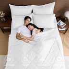 HEVUMYI Full Comforter Set - 7-Piece All Season Bed in a Bag Full, Ultra Soft Bedding Set with Comforter, Flat Sheet, Fitted Sheet, Pillowcases, Pillow Shams, White