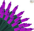 Brite Star 100 Count Mini String Christmas Lights, Purple - 22 feet Indoor/Outdoor Christmas Tree Lights with Green Wire (Set of 2)