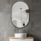 Bathroom Mirror for Wall,36''x24'',Black Oval Mirror for Bedroom Entryway Bathroom, Metal Framed Vanity Mirror(36''x24'',Black)