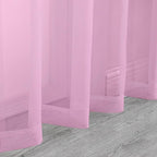 Chyhomenyc Sheer Pink Tier Curtains 24 Inch Length, Small Window Curtains Treatment for Bathroom Living Room Basement, Short Rod Pocket Cafe Curtain, 42W x 24L Inches, 2 Panels