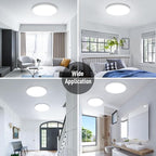 SunRider LED Flush Mount Ceiling Light Fixture, 6000K Cool White, 2400LM, 12 Inch 24W Modern Round Flat Lights, 240W Equiv. Panel Lamp, Non-Dimmable