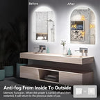 Niccy Arched LED Bathroom Mirror, 51x27 Inch Arch Frameless Backlit Mirrors for Wall Arched Lighted Vanity Mirrors Defogger and 3 Color, Explosion-Proof, HD Glass and IP65 Waterproof