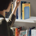 Acrimet Metal Bookends, Non-Skid Book Stand for Shelves, Heavy Duty Book Stopper, 6-7/8" H x 4" W x 4-1/2“ D, Blue, 1 Pair
