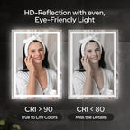 55 x 36 LED Bathroom Mirror with Lights, Lighted Bathroom Vanity Mirror for Wall, Espejos para Baños, Frontlit & Backlit, Anti-Fog, Shatterproof, 3 Adjustable Color Temperatures & Memory Function