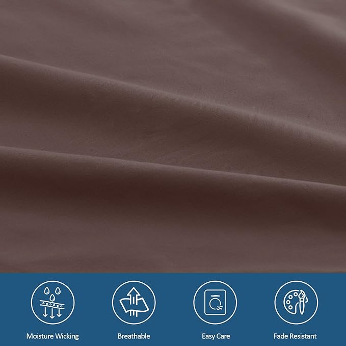 Deep Pocket Twin Sheets Set for Kids Air Mattress - Extra Deep Pocket Twin Sheet Sets - 3Pcs Side Storage Pocket Fitted Sheet & Pillowcases Easily Fits 16in to 24in Pillow Top Bed Mattress - Brown