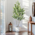 6.56ft Artificial Olive Tree, Faux Olive Tree with Lifelike Fruits, 78.74in Fake Olive Tree with Sturdy Plastic Pot, Artificial Plants for Office Home Living Room Indoor Outdoor Decor