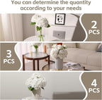 Nubry 22.44In White Hydrangea Artificial Flowers, 3Pcs Latex Faux Real Touch Large Hydrangea Flowers with Long Stems & Leaves for Home Office Decor Wedding Party Arrangements(White)