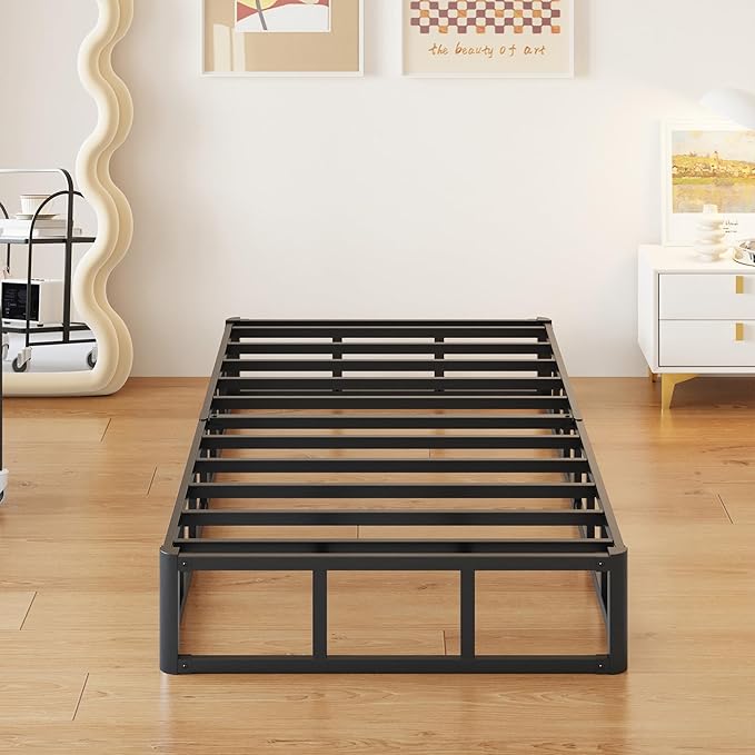 10 Inch High Profile Twin Box Spring Heavy Duty Metal Box Spring Twin with Fabric Cover, Sturdy Mattress Foundation, Easy Assembly, Noise Free, Black