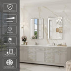 LED Bathroom Mirror with Lights,20x28 Inch Brushed Silver Framed Lighted Vanity Mirror,Anti Fog Stepless Dimmable Wall Mounted(Horizontal/Vertical)