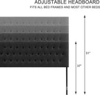 Tufted Upholstered Headboard Full Size, Solid Wood Head Board with Durable Metal Legs, Adjustable Height Full XL headboard from 37” to 51” Fabric Headboard in Modern Button Design, Black