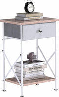 VECELO Nightstand with Drawer, Small Bedside Table with Storage and Adjustable Metal Legs, Wood End Table for Bedroom or Living Room, Perfect for Small Spaces and Modern Farmhouse Décor, Light Brown