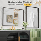 36”x 28” Black Bathroom Mirrors for Over Sink, Modern Vanity Mirror, Black Mirrors for Living Room Bedroom Hallway Decorative,Tempered Glass Hangs Vertically or Horizontally