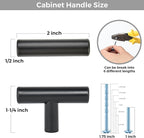 10 Pack Matte Black Cabinet Knobs - Kitchen Cabinet Knobs Black Cabinet Pulls for Kitchen Cabinet Drawer Stainless Steel Dresser Knobs for Cabinet Hardware 2in Length Single Hole T Bar