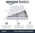 Amazon Basics Smart Box Spring Bed Base, 7-Inch Height Mattress Foundation, Tool-Free Easy Assembly, Queen, 79"L x 59.5"W x 7"H, White