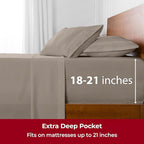 Mellanni Extra Deep King Sheets - 4 PC Iconic Collection Bedding - Hotel Luxury, Ultra Soft, Cooling Bed Sheets - Wrinkle, Fade, Stain Resistant (King, Tan)