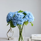 4pcs 21" Faux Blue Hydrangeas Artificial Flowers, Real Touch Silk Hydrangea Flowers with Stems for Bridal Wedding Bouquet Party Home Decor