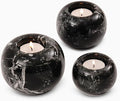 Radicaln Marble Tealight Candle Holder 4" Inches Black Handmade Set of 3 Mini Votive Holders for Romantic Wedding Table Setting, Ideal Bathroom, Bedroom & Kitchen Table Candle Accent