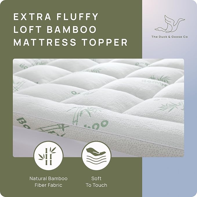 Cooling Mattress Topper - Twin XL Size | Plush Pad Mattress Topper for Back Pain Relief, 8-21" Deep Pocket | Viscose Made from Bamboo Pillow Top | Bedroom Essentials