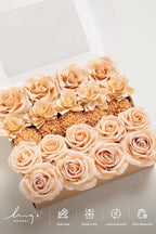 Ling's Moment Artificial Flowers Fake Silk Roses Faux Dahlia Foam Gardenia Combo for DIY Wedding Bouquets Centerpieces Arrangements Bridal Shower Party Home Decorations, Apricot & Peach, 24pcs