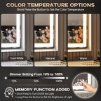 LED Bathroom Mirror, 24“x36“ Lighted Bathroom Mirror with Metal Framed, Extremely Bright LED Mirror for Bathroom, 3 Colors Dimmable, Anti-Fog, Memory, Wall Mounted Lighted Vanity Mirror