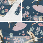 Batmerry Navy Blue Japanese Cherry Tapestry, Oriental Wall Art Hanging Decoration Polyester Fiber White Ruffled Around for Dorm Room Bedroom Living Room, 59.1x82.7 inches
