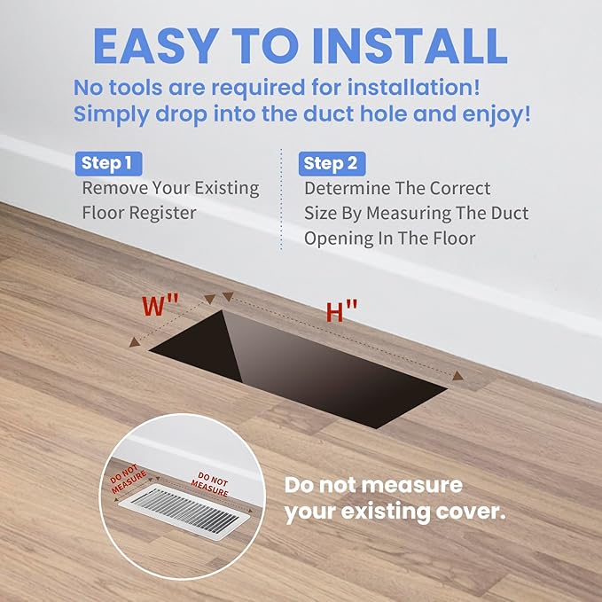 2x10 Inches 4 Pack Heavy Duty Walkable Floor Register - Easy Adjust Air Supply Lever Decorative Floor Vent Covers, Boston Design Vent Covers for Home - Antique Brass