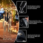 8PCS Arcylic Candelabra Wedding Centerpieces for Tables,38.5 Tall Clear Floor Candle Holder Set with Shade Pillar Taper Candle Stand for Anniversary Party Brithday candelabros para centros de mesa