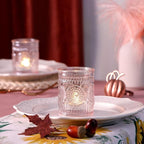 DEVI 24pcs Pink Votive Candle Holders for Table Centerpieces, Glass Tea Lights Candle Holder, Wedding Shower Decorations, Baby Shower Decorations, Valentine Party Centerpieces Table Decoration
