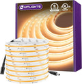 HitLights COB LED Strip Lights Warm White 2700K, 16.4ft Premium High Density 24V Tape Light, 2560 LEDs, 350+ LM/FT, CRI 90+, IP30, Lighting for Kitchen, Cabinets, UL Listed (Power Source Not Included)