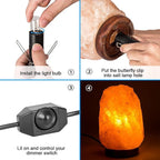 haraqi Himalayan Salt Lamp Cord and Bulb with Dimmer Switch,Original Replacement Cord Bulb for Salt Rock Lamps, 6ft Cord