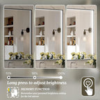 40x28 Inch LED Bathroom Mirror, Black Metal Framed Lighted Mirror for Bathroom, Wall Mouted LED Vanity Mirror with Lights, 3 Colors and Stepless Dimmable, Anti-Fog, Memory