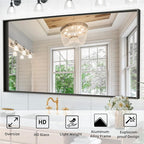55”x 30” Blak Bathroom Mirrors for Over Sink, Black Framed Vanity Mirror for Bathroom, Shatter Proof, Tempered Glass, Rectangle Wall Mirror Horizontally/Vertically