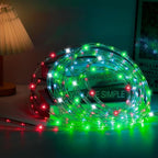 50ft 360 LED Waterproof Rope Lights, 110V Connectable Indoor Outdoor Led Rope Lights for Deck, Patio, Pool, Camping, Bedroom Decor, Landscape Lighting and More (RED+White+Green)