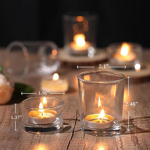 12pcs Assorted Votive Candle Holders, Clear Glass Candle Holder for Floating Candles, Tealight Candle Holder for Table Centerpiece, Wedding and Party Decor