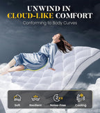 3 Inch Ultra-Fluffy Memory Foam Mattress Topper Full XL for Back Pain, Extra Soft Pillow Top Full XL Mattress Topper with 4X Support, Mattress Pad with Breathable Air Mesh Sides, 6-21'' Deep Pocket