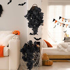 RECUTMS Black Maple Leaf Garland 2PCS Artificial Hanging Fall Halloween Maples Leaves Swag Plants 2.5ft Faux Silk Autumn Garlands for Indoor Outdoor Thanksgiving Party Home Room Fireplace Patio Decor