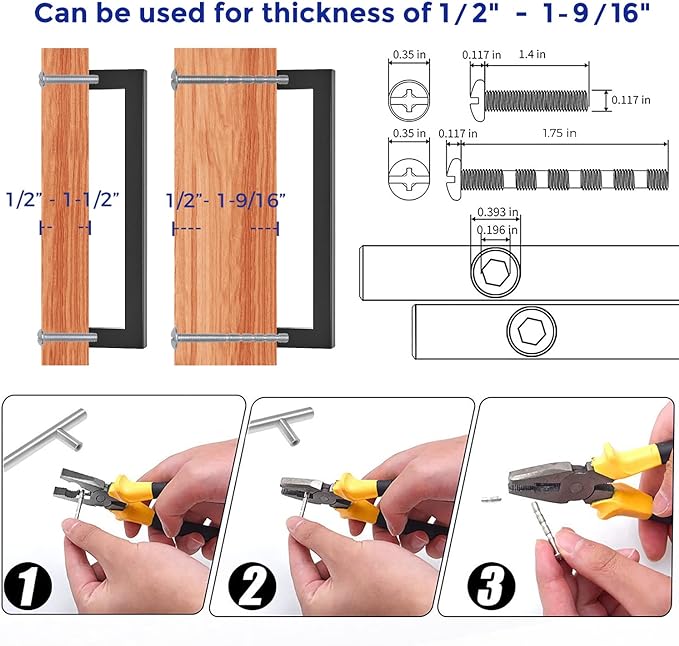 Ravinte 5 Pack 6-1/4 Inch Square Cabinet Handles - Matte Black Stainless Steel Drawer Pulls - Kitchen Hardware